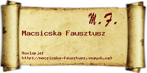 Macsicska Fausztusz névjegykártya